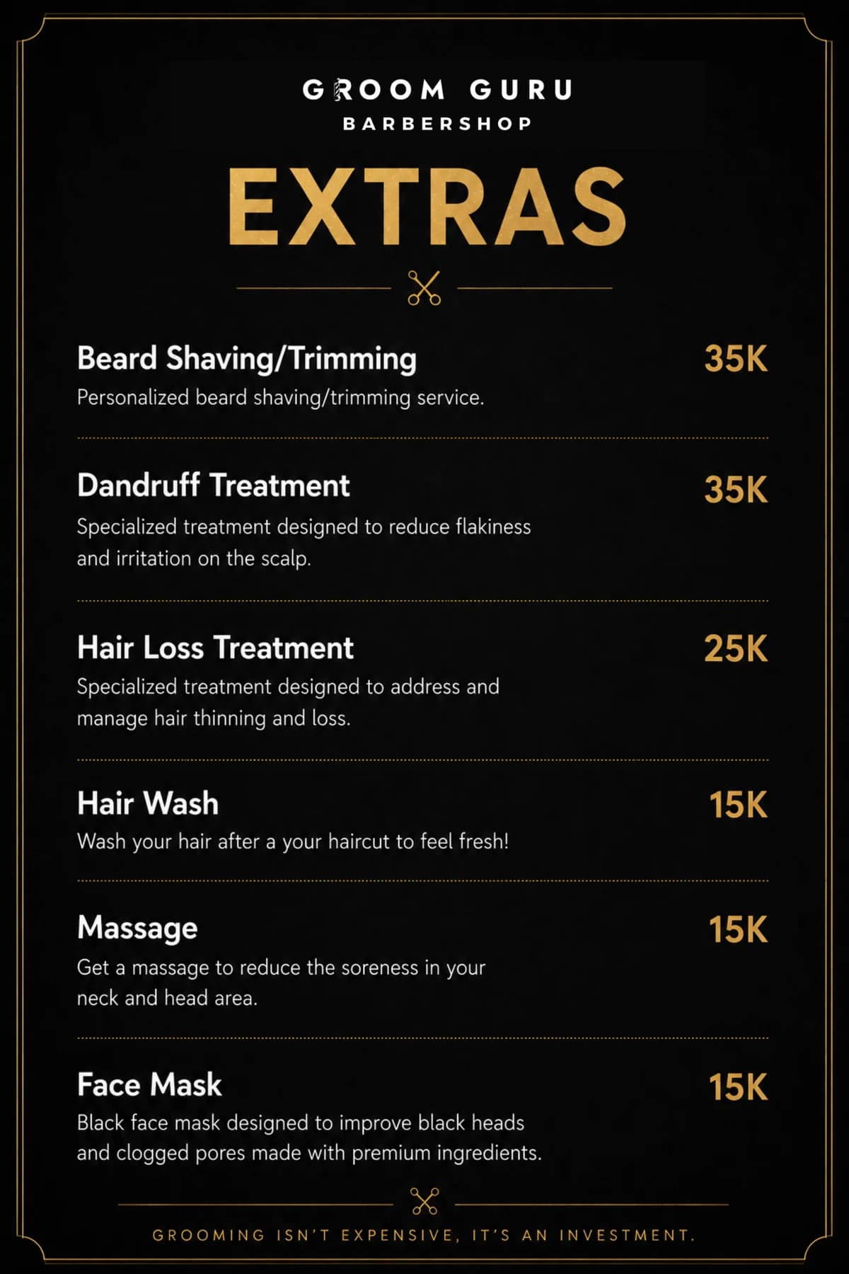 Groom Guru price list page 2